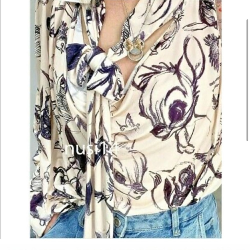 Zara Bambi Disney collection print blouse rare Small